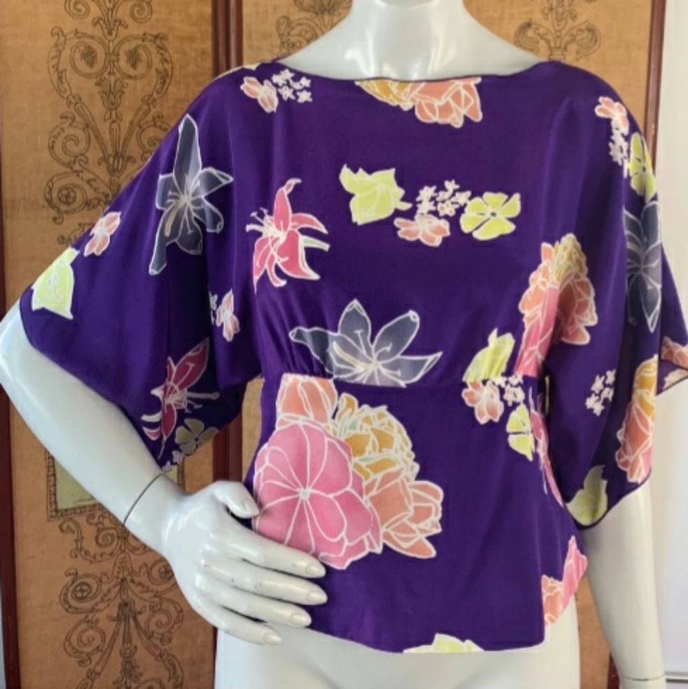 Anna Sui x Anthropologie floral kimono sleeve blouse size 6